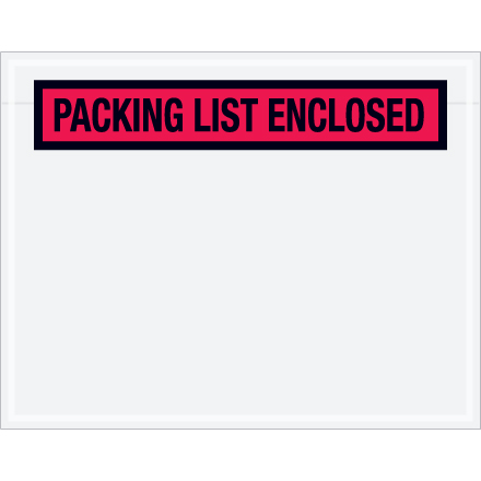 7 x 5 <span class='fraction'>1/2</span>" Red "Packing List Enclosed" Envelopes