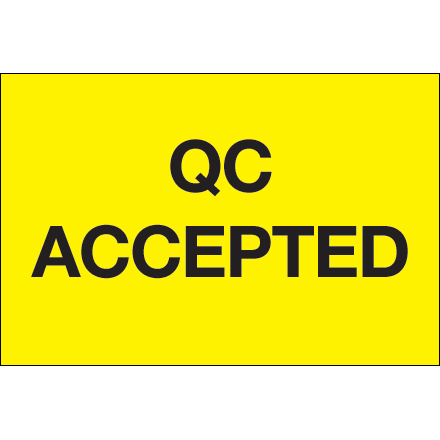 2 x 3" - "QC Accepted" (Fluorescent Yellow) Labels