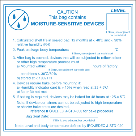 4 x 4" - "Caution Moisture Sensitive Devices" Labels